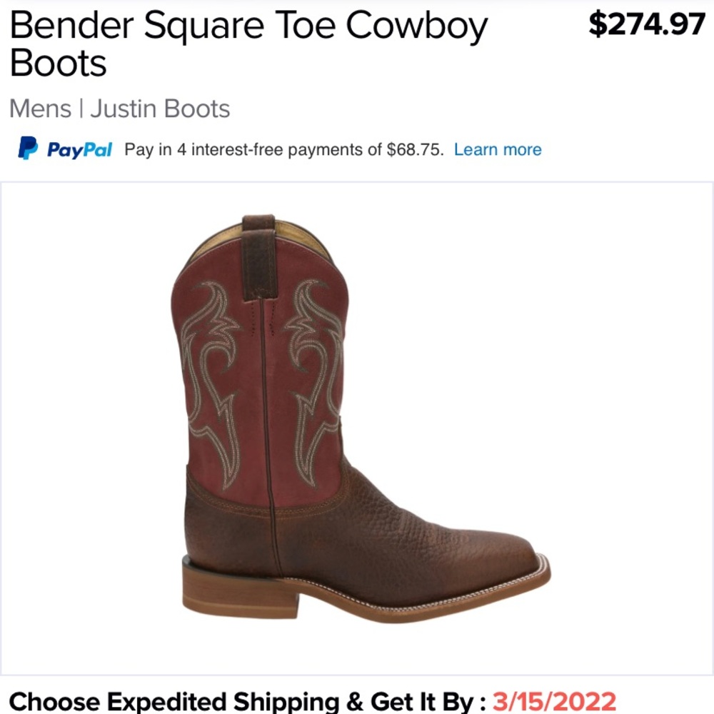 Justin boots with latest tech in boot insole and outsole